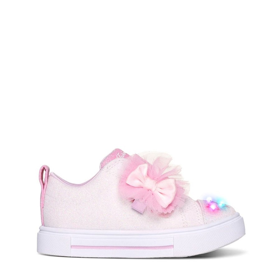 Kids Skechers Sneakers | Twinkle Toes Sparks Bow Infant White/Pink