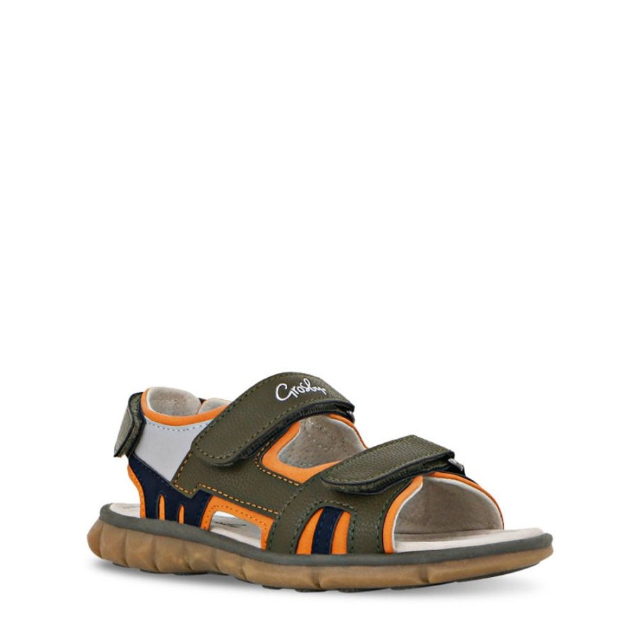 Kids Grosby Sandals | Greyson Khaki/Orange