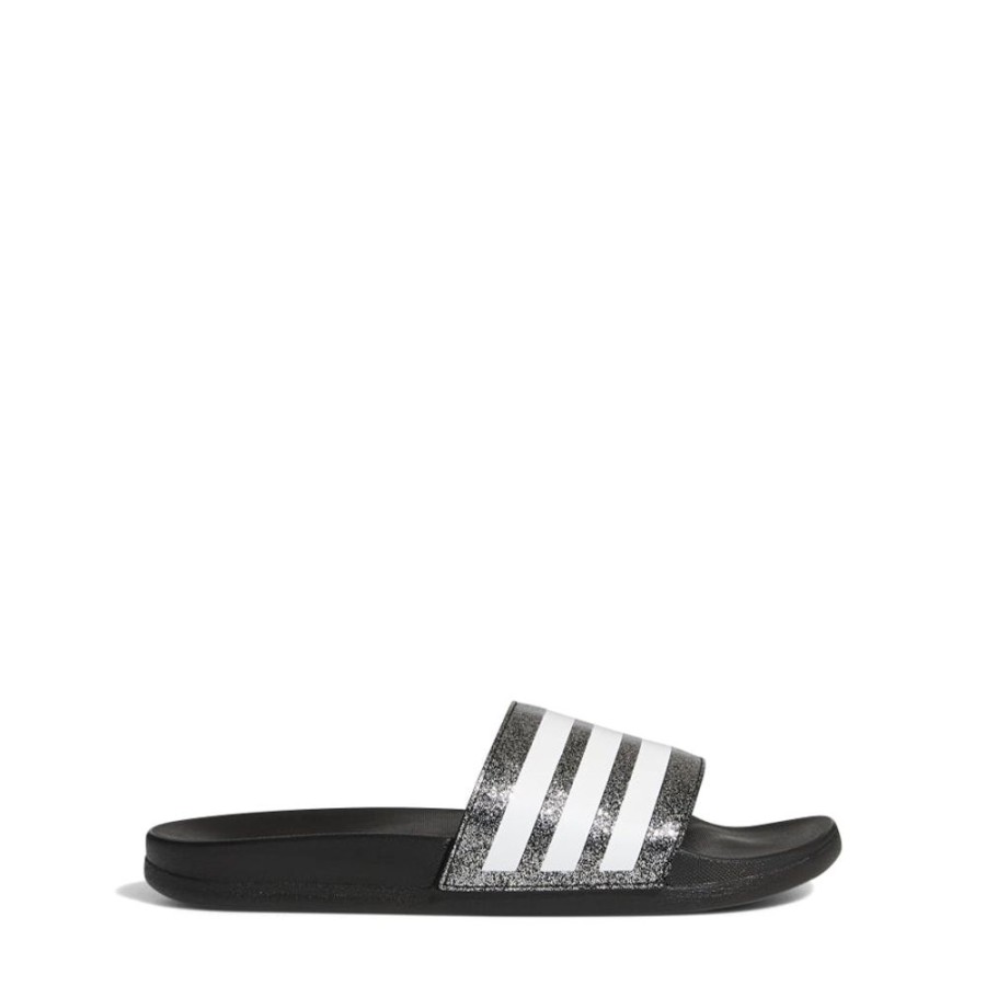 Kids Adidas Slides & Beach Sandals | Adilette Comfort Black/White/White