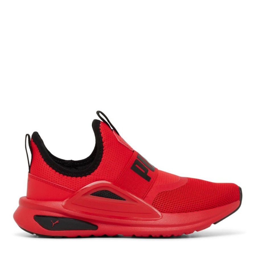 Kids Puma Sneakers | Softride Enzo Evo Slip On Jnr Black/Red