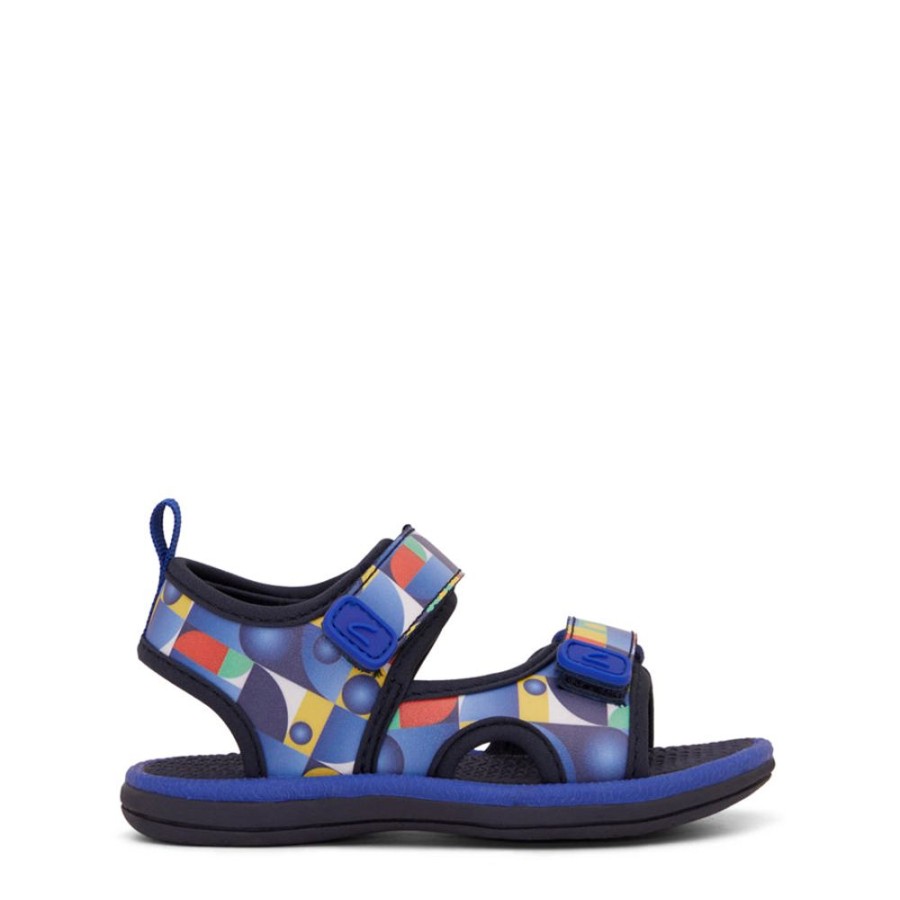 Kids Clarks Sandals | Fisher Navy Multi Block