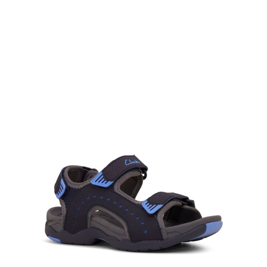 Kids Clarks Slides & Beach Sandals | Terry Navy/Marine Blue