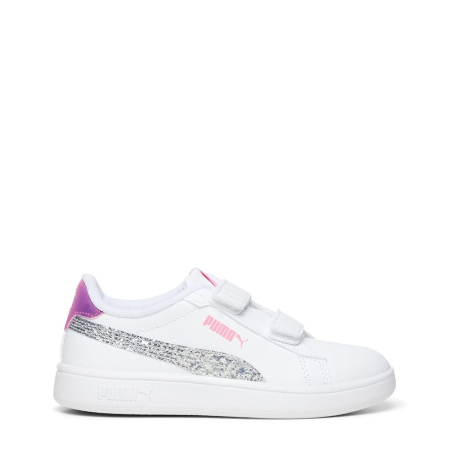 Kids Puma Sneakers | Smash 3.0 L Star Glow V Ps White/Silver