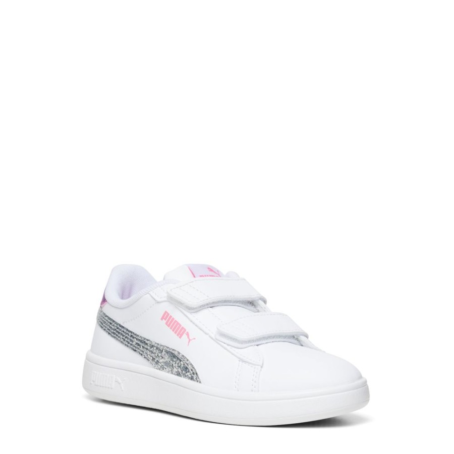 Kids Puma Sneakers | Smash 3.0 L Star Glow V Ps White/Silver