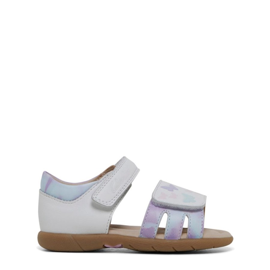 Kids Clarks Sandals | Sakura White/Blue Wash