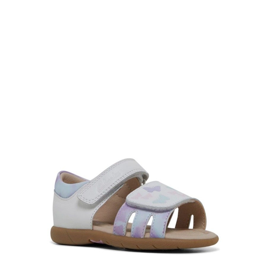 Kids Clarks Sandals | Sakura White/Blue Wash