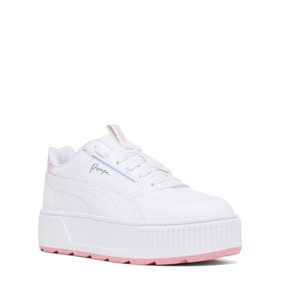 Kids Puma Sneakers | Karmen Rebelle Crystal Wings J White/Peach