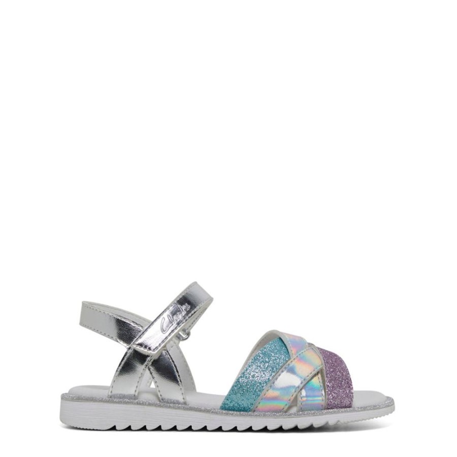 Kids Clarks Sandals | Yulia Silver Combo