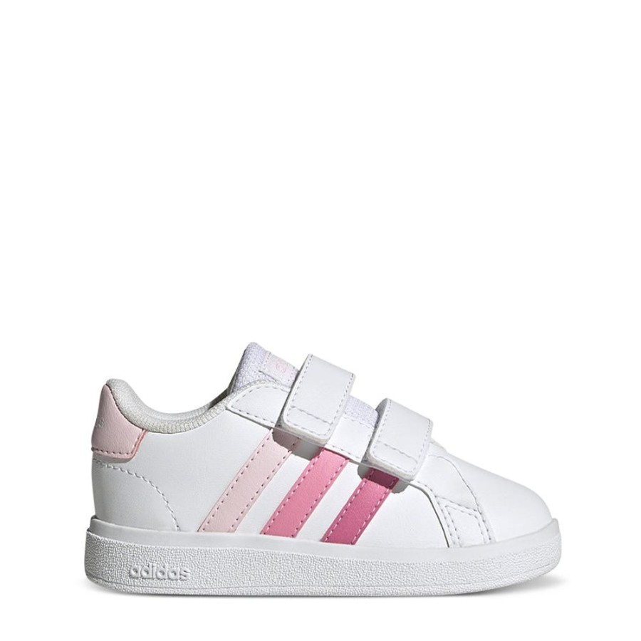 Kids Adidas Sneakers | Grand Court 2.0 Self-Fastening Infant White/Pink Multi