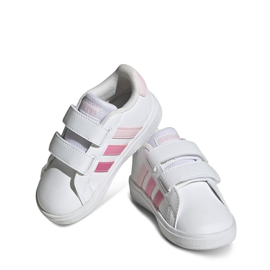 Kids Adidas Sneakers | Grand Court 2.0 Self-Fastening Infant White/Pink Multi